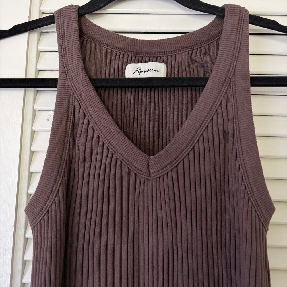 Rowan Deluth V Neck Rib Tank Dress Mountain Ridge Midi Women's M EUC - Picture 4 of 6